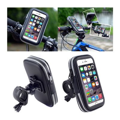 DFV mobile Professional Reflective Support for Bicycle Handlebars and 360° Rotatable Waterproof Motorcycle Case for PRESTIGIO Grace, PSP7557 – Black