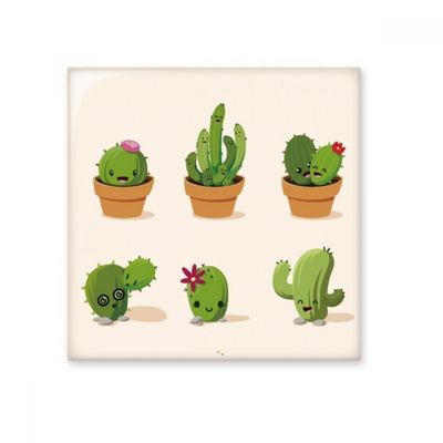 DIYthinker Cactus Succulents Potted Plant Illustration Ceramic Bisque Wall Tile