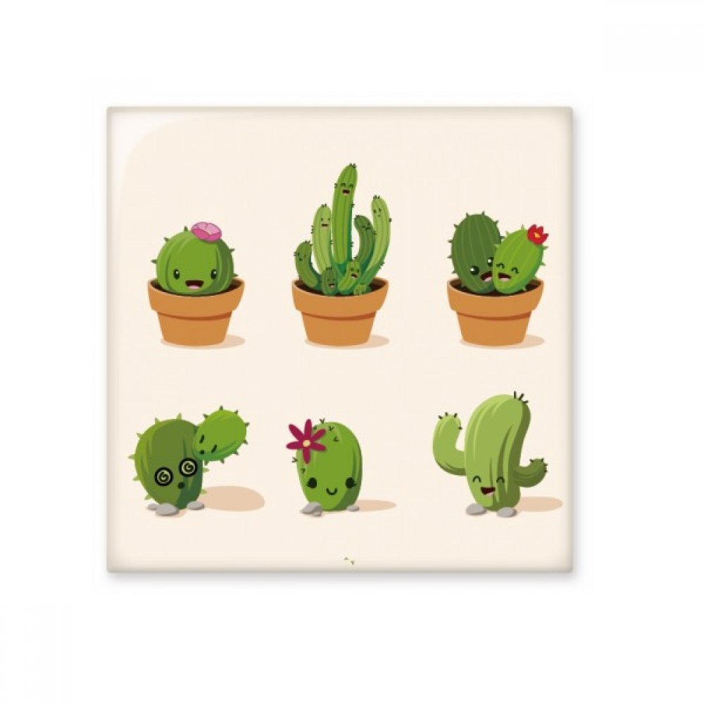 DIYthinker Cactus Succulents Potted Plant Illustration Ceramic Bisque Wall Tile