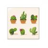 DIYthinker Cactus Succulents Potted Plant Illustration Ceramic Bisque Wall Tile view 1