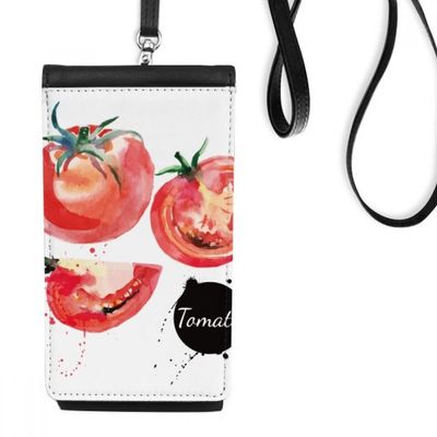 DIYthinker Tomato Watercolor Faux Leather Hanging Phone Wallet, Black