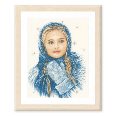 Lanarte Counted Cross-Stitch Kit, Winter Girl, 30 x 40 cm