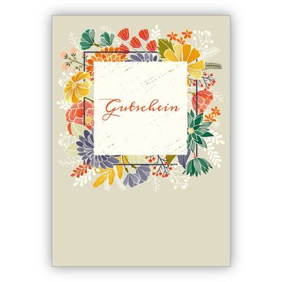 Set of 5: Elegant Gift Voucher Greeting Cards with Envelopes and Flowers