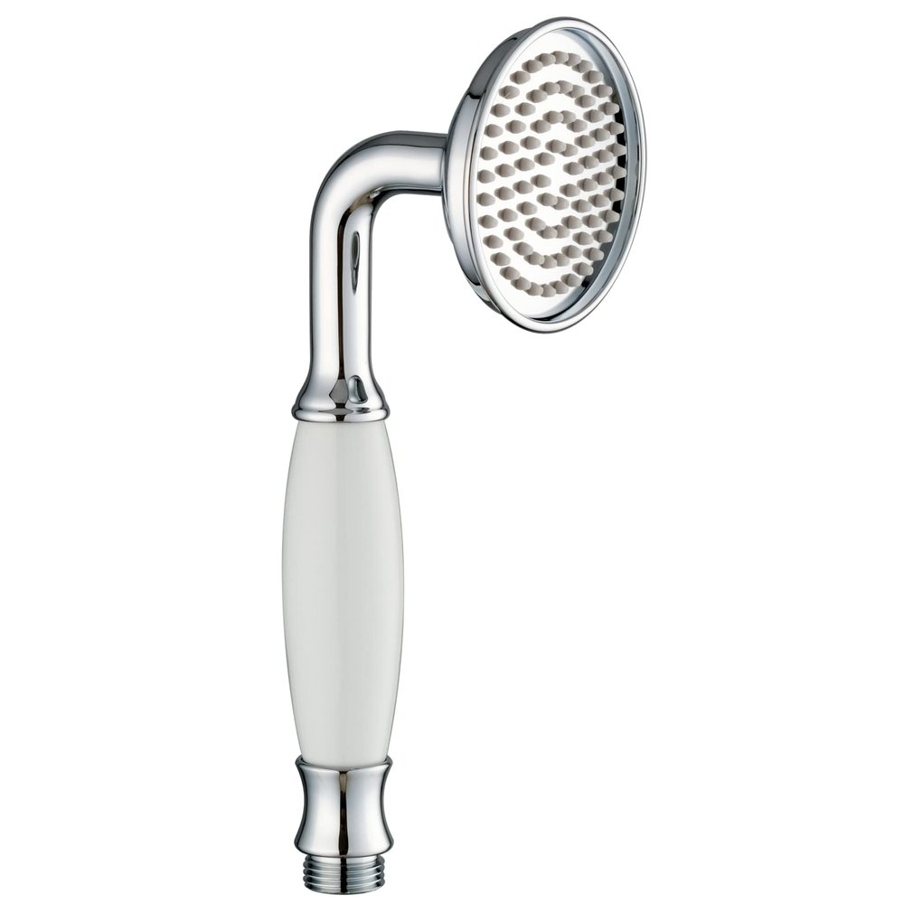 PaulGurkes Nostalgic Handheld Showerhead, Chrome-Plated Solid Brass, Ceramic Handle