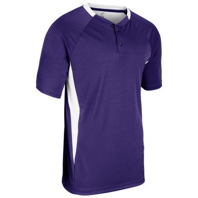 CHAMPRO Clean Up Youth Baseball/Softball Jersey, 2-Button, M, Purple/White