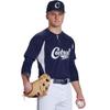 CHAMPRO Clean Up Youth Baseball/Softball Jersey, 2-Button, M, Purple/White view 2