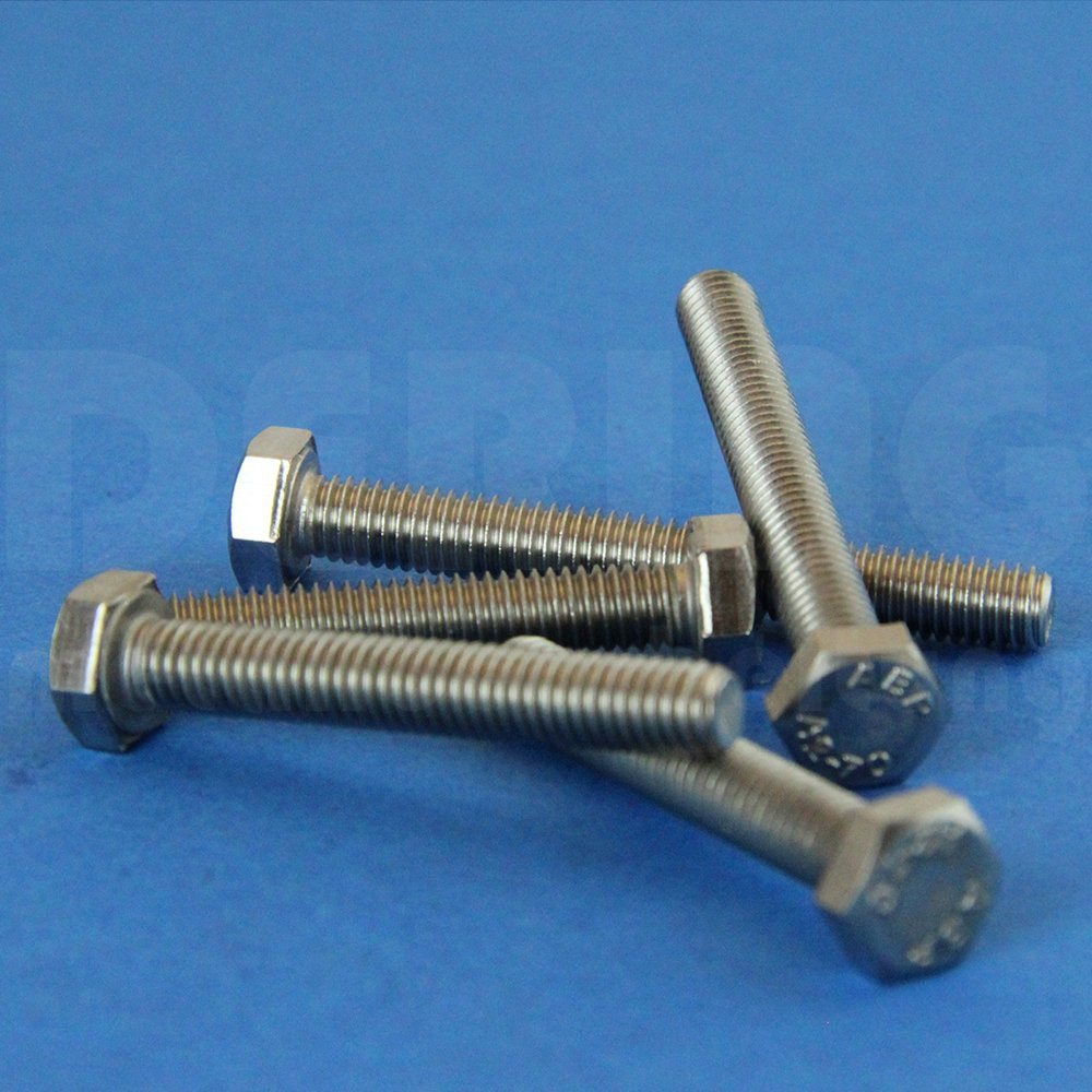 Hex Head Screws M4 x 14 DIN 933, A2 Stainless Steel (Pack of 2)