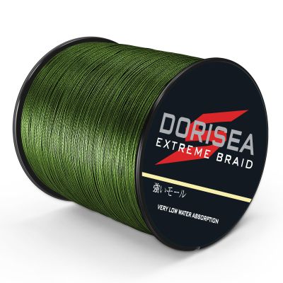 DORISEA Extreme Braid Braided Fishing Line, 100% PE, 300 m, 2.7–136 kg Test, Olive Green, 45.4 kg/0.55 mm
