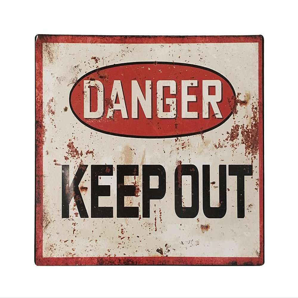 DANGER KEEP OUT Retro Vintage Metal Sign, No Entry, 20 x 25 cm