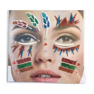Glitter Face Tattoo, Native American Design