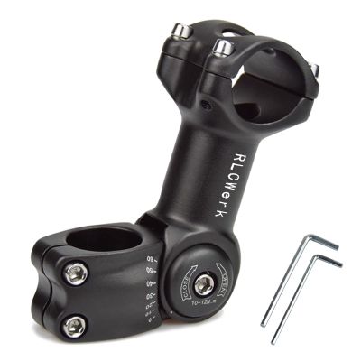 Adjustable Bicycle Stem Riser, 0–60°, Aluminum Alloy, Black, 31.8 × 110 mm