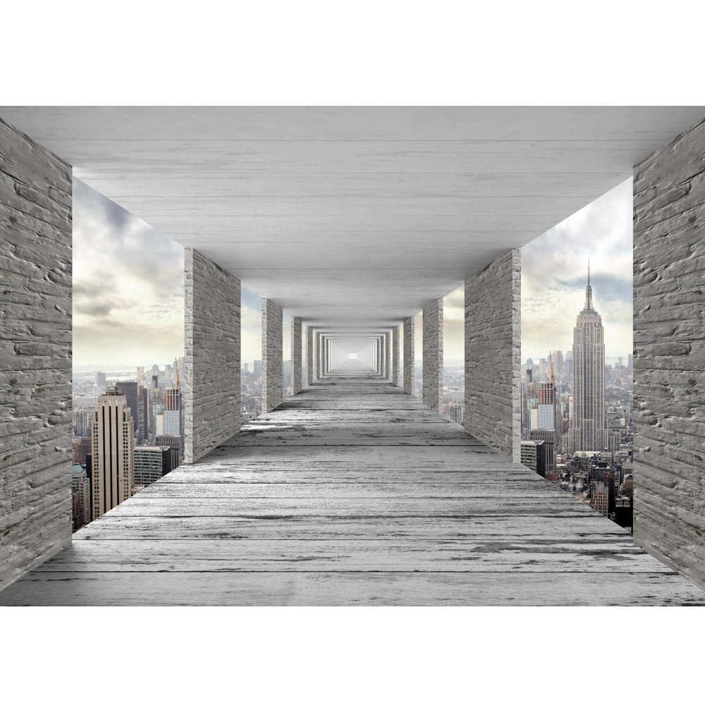 Runa Art 3D New York Photo Wallpaper 396 x 280 cm - Non-Woven Wall Decoration for Living Room or Bedroom - German Manufacturer - Gray 9157012a