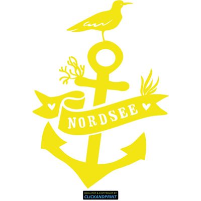 CLICKANDPRINT North Sea Anchor Sticker, 20 x 13.6 cm, Sulfur Yellow