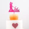 KLEINLAUT Personalized Wedding Cake Topper with Silhouette and Date, 25 cm Wide, Neon Green view 2