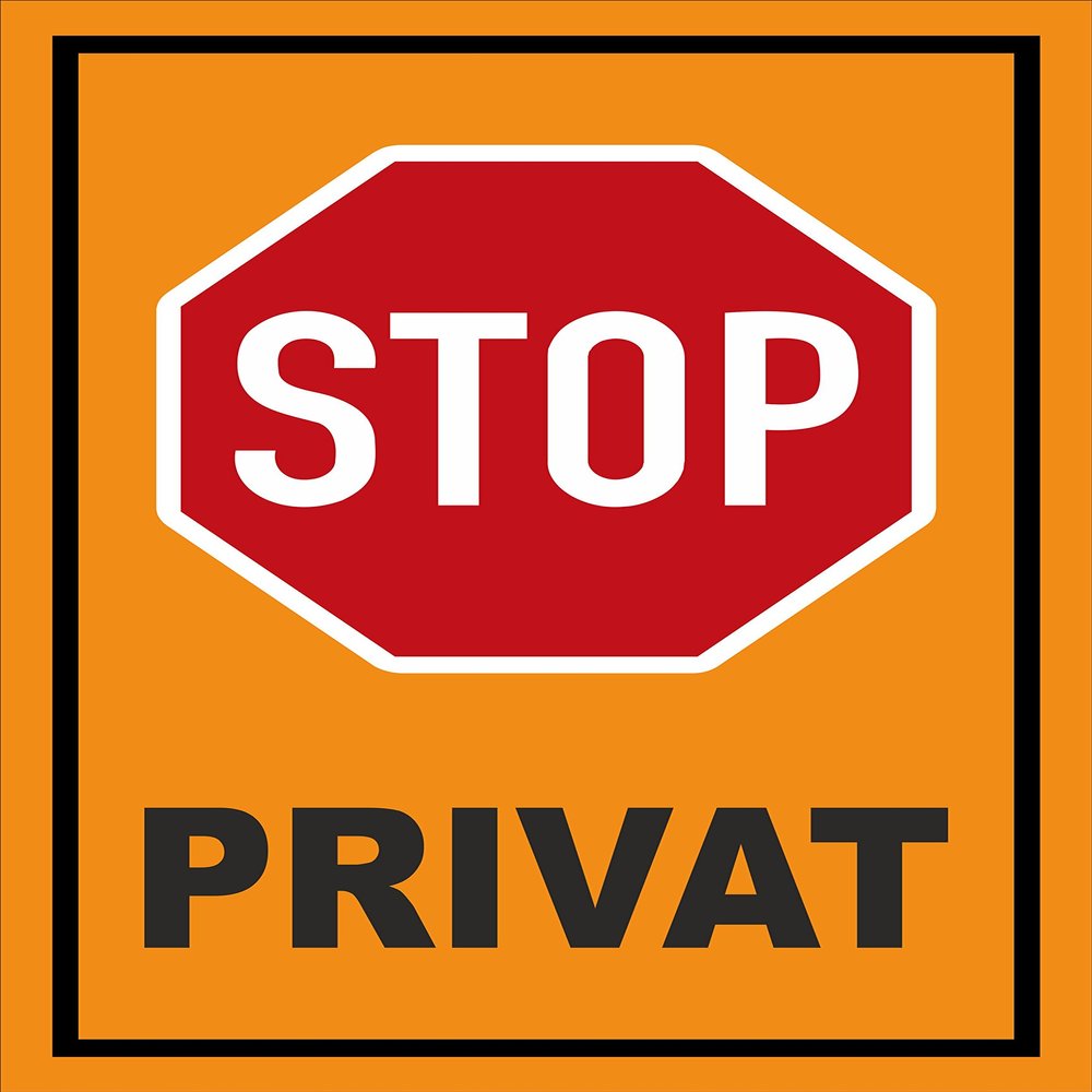 Melis-Folienwerkstatt Stop Private Sign, 30 × 20 cm, 3 mm Foam Board, Pre-Drilled Holes