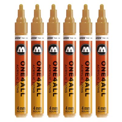 Molotow One4All 227HS Acrylic Markers, 6-Pack, Color 108 Light Ochre Brown