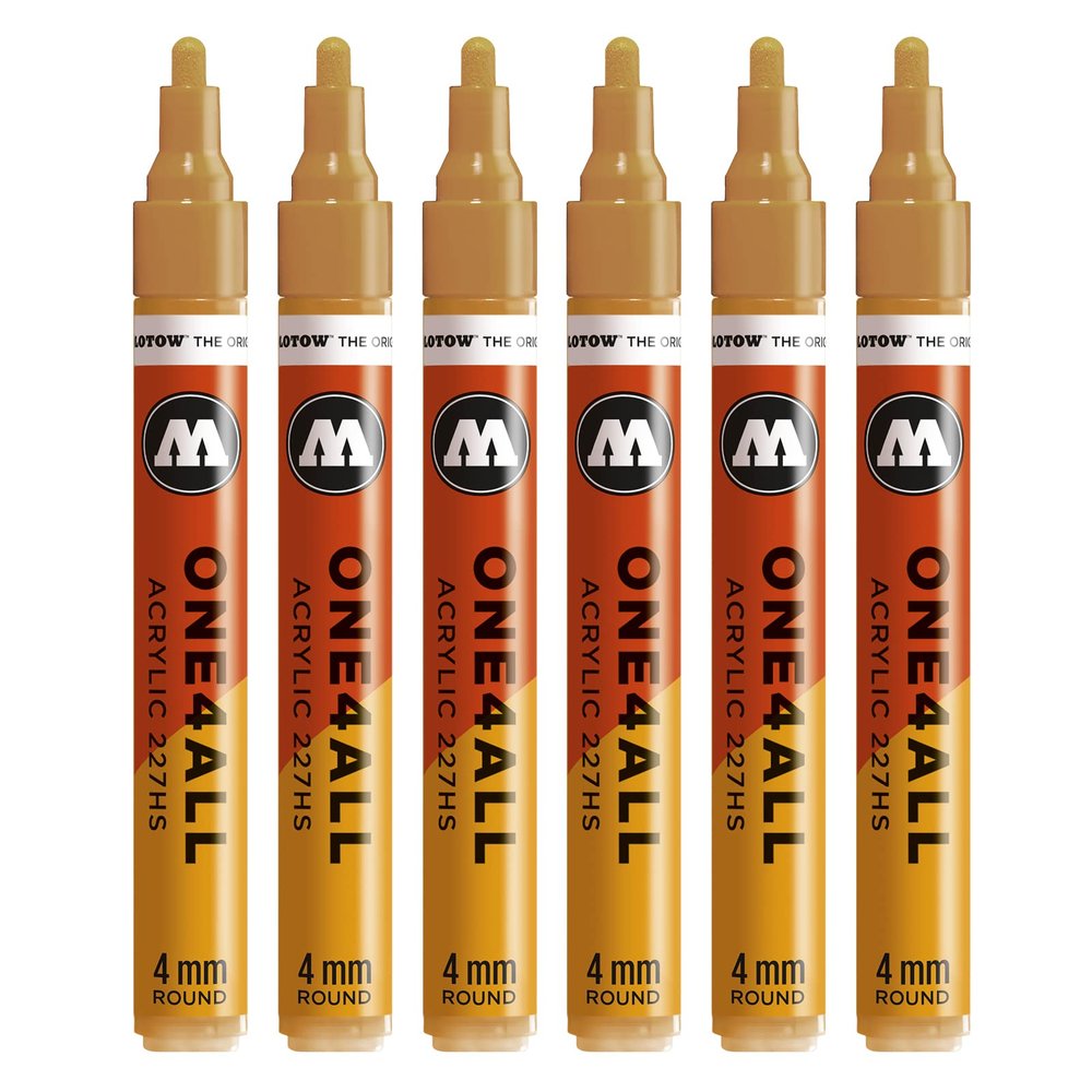 Molotow One4All 227HS Acrylic Markers, 6-Pack, Color 108 Light Ochre Brown