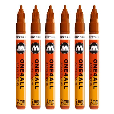 Molotow One4All 127HS Acrylic Markers, 2.0 mm, 6-Pack, Color 010 Lobster
