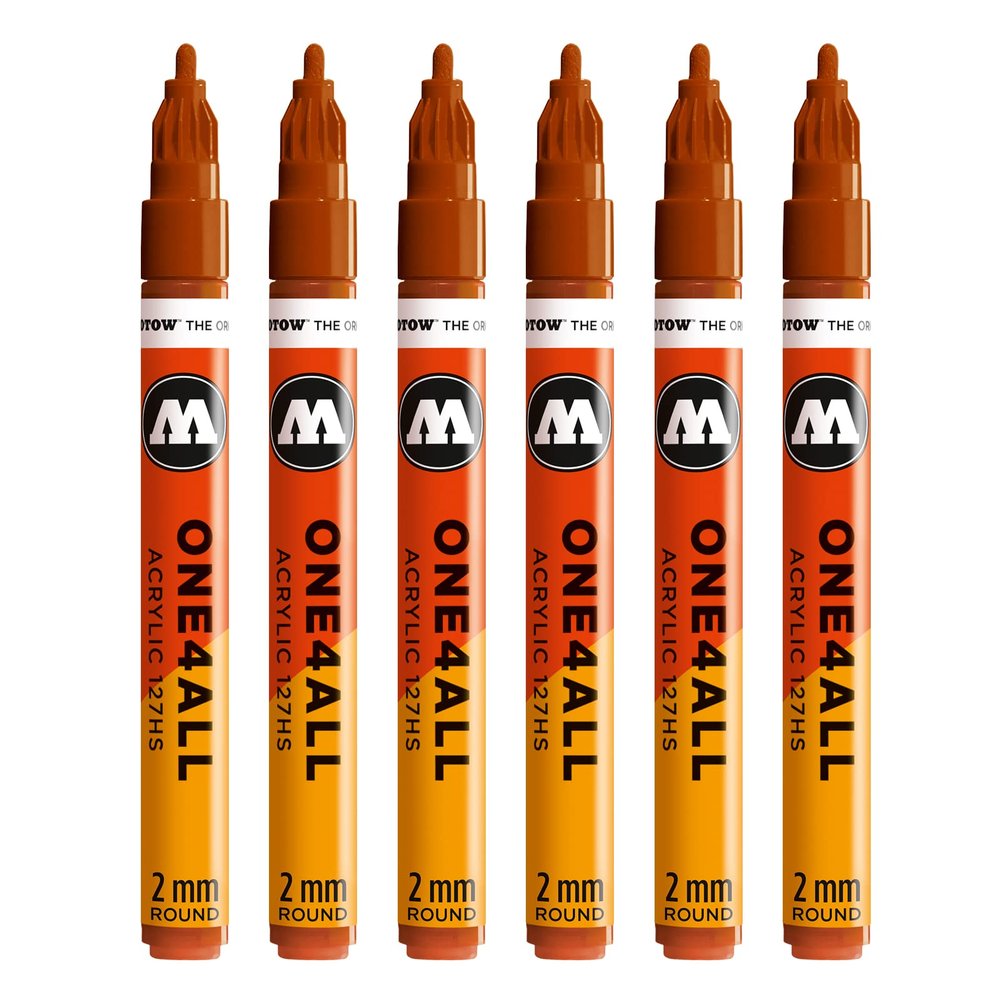 Molotow One4All 127HS Acrylic Markers, 2.0 mm, 6-Pack, Color 010 Lobster