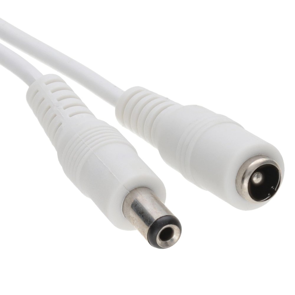 kenable DC Extension Cable 5.5 x 2.1 mm Male Plug to Female Socket, 3 m, White