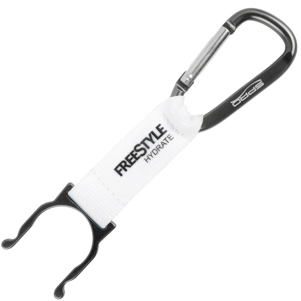 Spro Freestyle Bottle Clip – Carabiner Clip for Drinking Bottle, White