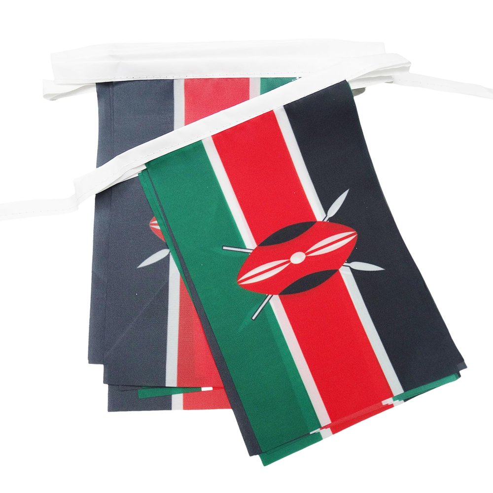 AZ FLAG Kenya Bunting 12 m, 20 Flags, Lightweight Polyester, 45 x 30 cm