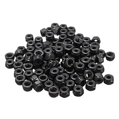 Alamor M3 x 0.5 mm Zinc-Plated Nylon-Insert Hex Lock Nuts, Black, 100 pcs
