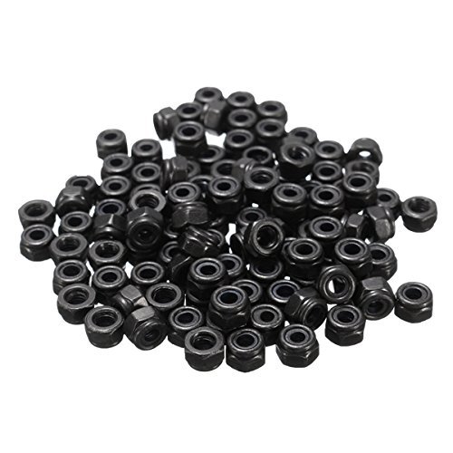 Alamor M3 x 0.5 mm Zinc-Plated Nylon-Insert Hex Lock Nuts, Black, 100 pcs