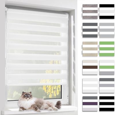 BelleMax Double Roller Blind, Clamp-Fix or Drilled, White, W 65 x H 230 cm