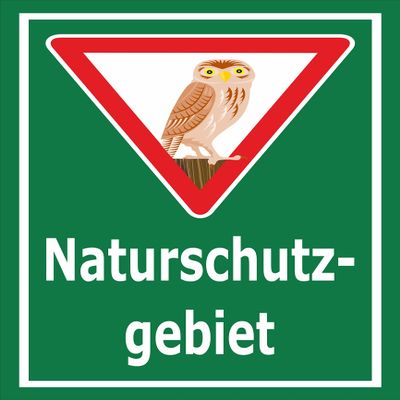 Melis-Folienwerkstatt Nature Reserve Sign with Owl, 60 x 40 cm, 3 mm Rigid Foam, Multiple Sizes/Materials, with Drill Holes