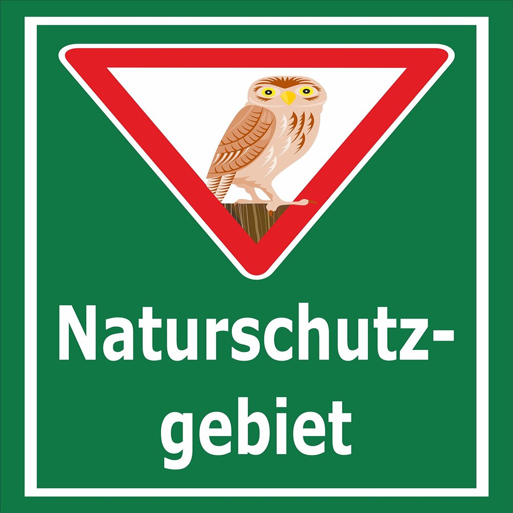 Melis-Folienwerkstatt Nature Reserve Sign with Owl, 60 x 40 cm, 3 mm Rigid Foam, Multiple Sizes/Materials, with Drill Holes