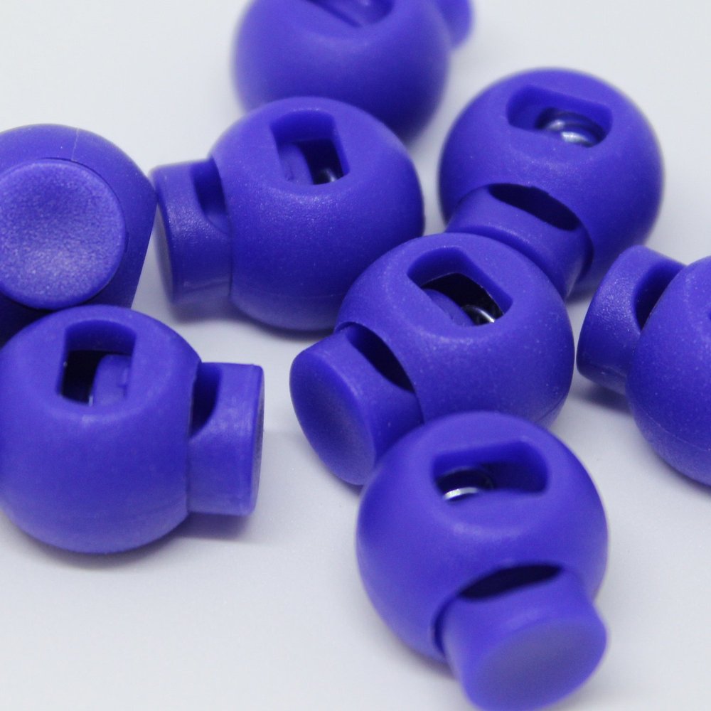 BIG-SAM 10 Cord Locks, 1-Hole, Round, 16 mm, Blue-Purple