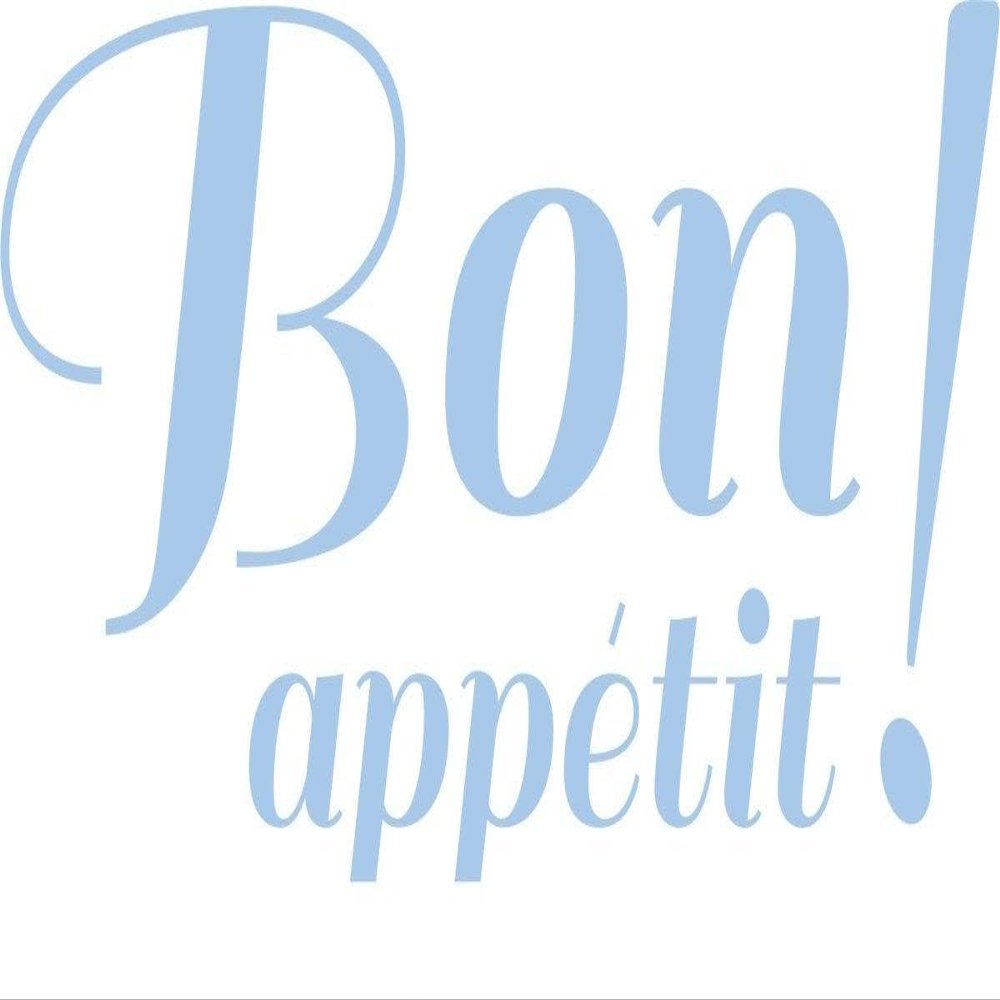 CLICKANDPRINT “Bon Appetit!” Wall Sticker, 210 x 104.3 cm, Pastel Blue