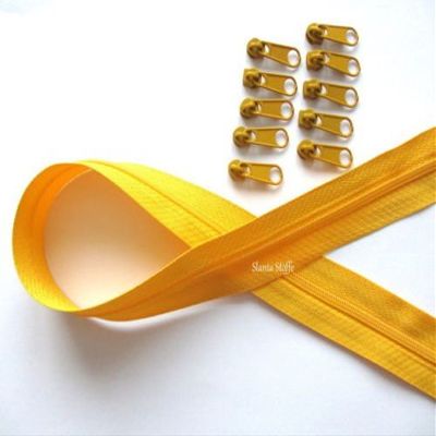 10 m Continuous 3 mm Spiral Zipper with 30 Sliders, 33 Colors (Yellow)
