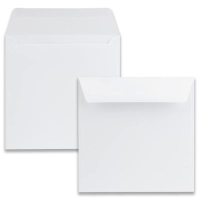 200 Square Envelopes - White - 16.5 x 16.5 cm - 120 gsm - Wet-Gummed Straight Flap
