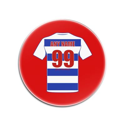 UniGift Queen Park Rangers Glass Coaster (Football Club Design, Color Options) Name/Message on Your Unique Pad QPR The Hoops Rs Queen, Glass, Red, Round