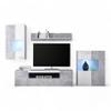 Vulcan Living Room Wall Unit Set in Concrete Look and White with LED Lighting, 290 x 194 x 40 cm view 1