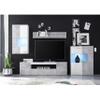 Vulcan Living Room Wall Unit Set in Concrete Look and White with LED Lighting, 290 x 194 x 40 cm view 2