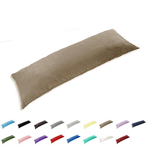 GyuLin 100% Cotton 300-Thread-Count Solid-Color Body Pillow Cover, Khaki, 20 x 72 in