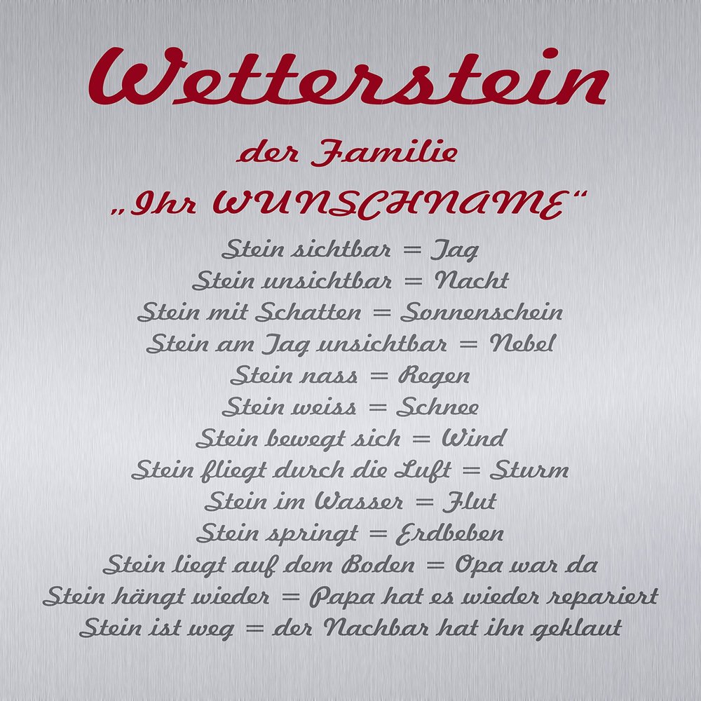 Melis-Folienwerkstatt Weather Stone Family Sign, 15 x 10 cm, 3 mm Rigid Foam, S00352-002 20 VAR