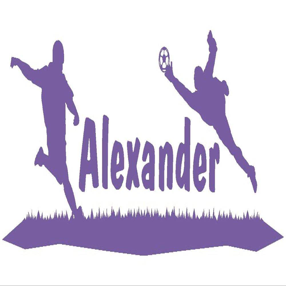 Samunshi Football Player with Name Wall Decal 40 x 14 cm, Lavender