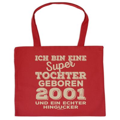 20th Birthday Cotton Tote Bag for a Super Daughter Born in 2001