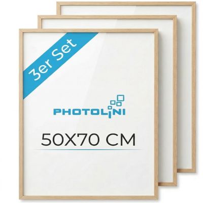 PHOTOLINI 50x70 cm MDF Wood Picture Frames, Natural, Set of 3