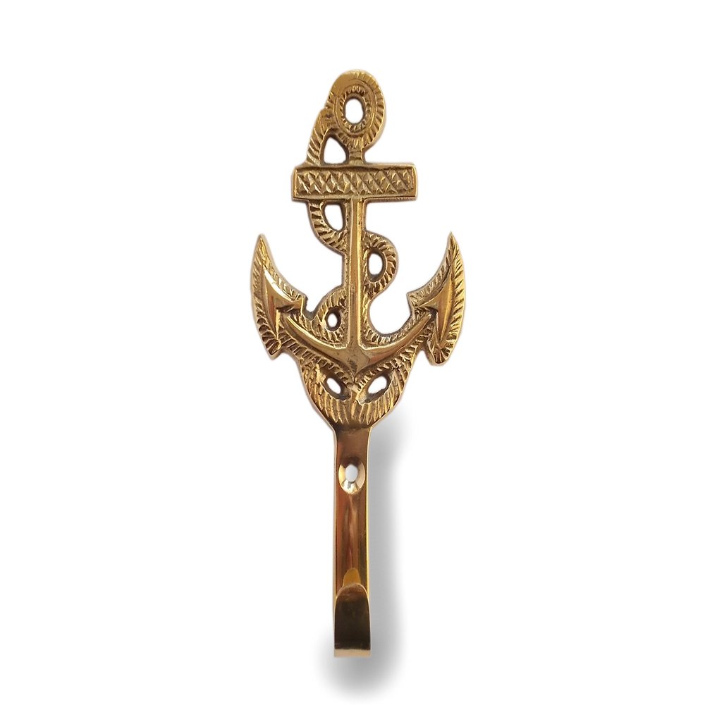 Unknown Nautical Coat Hook | Brass-Colored Anchor and Rope Hook