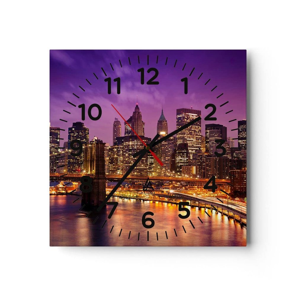 ARTTOR Modern 40 x 40 cm Square Glass Wall Clock, Architecture & Cities – 2660
