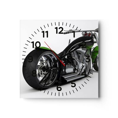 Modern Square Glass Wall Clock 40 x 40 cm, Cars – 1548
