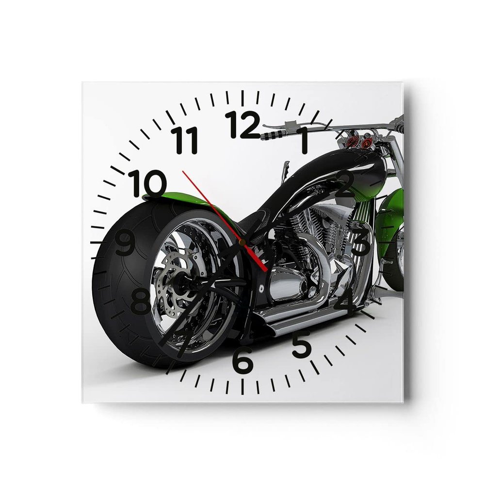 Modern Square Glass Wall Clock 40 x 40 cm, Cars – 1548