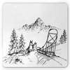 Ambesonne Alaskan Malamute Mouse Pad, Winter Mountain Landscape, Sled Dogs, Pine Trees, Wilderness Art, Rectangular, Non-Slip Rubber, Standard Size, White and Black view 1