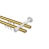 INTERDECO 20 mm Double-Track Curtain Rod with Internal Run, Metal, Brass and Stainless Steel Look, Wall-Mounted, Type 10214226, 140 cm view 3