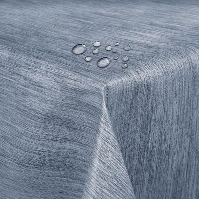 Blue Rectangular Oilcloth Tablecloth, Linen Embossing, 110 x 370 cm